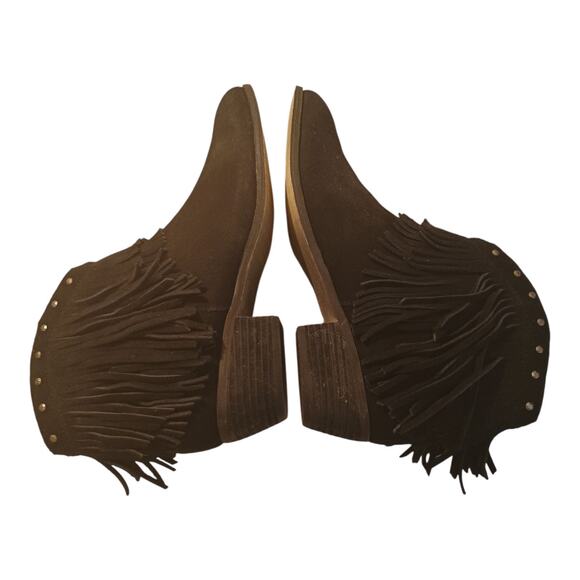 Minnetonka Bandera Women's Fringe Studded Zip Ankle Boot Black Suede Size 10 New - Picture 5 of 8